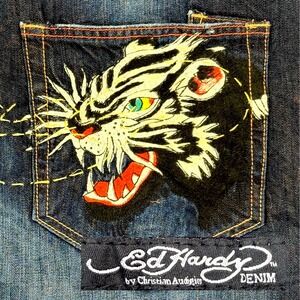Ed Hardy by Christian Audigier Mens Jeans 40x32 Y2K Tiger‎ Snake Tattoo Art 2008